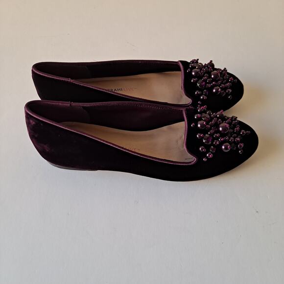 NWB Isaac Mizrahi Live! Velvet Loafers Ornament Detail Vivid Plum Women Size 5 M - Picture 8 of 14